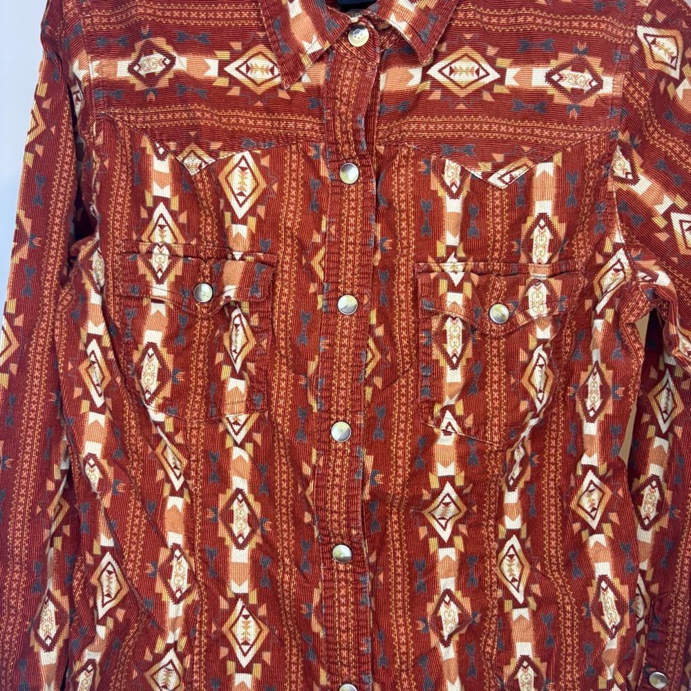 Bit & Bridle For Her Corduroy Western Brown Long Sleeve Button Down Size M - Picture 5 of 8